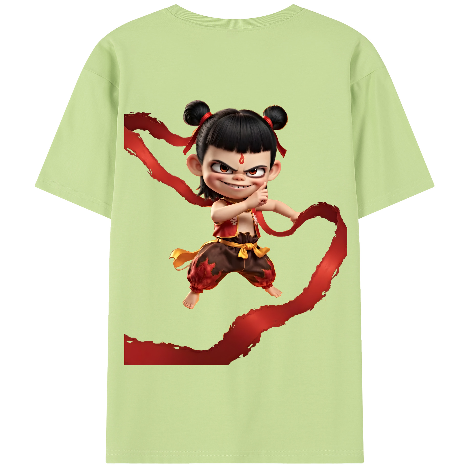 （画像用） Ne Zha 2 ナタ 魔童の大暴れ 綿100％半袖Tシャツ（背面プリント）